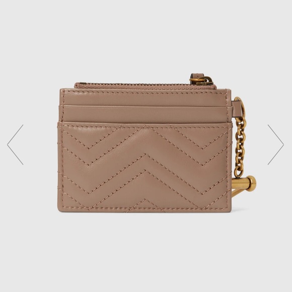 Gucci GG Marmont Keychain Wallet Dusty Pink Leather - Picture 3 of 12